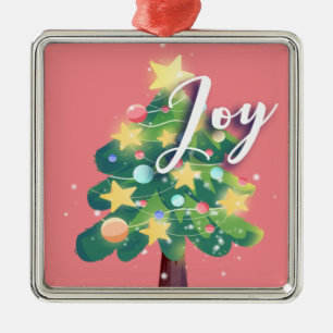 Joy Carton Arbre de Noël Ornement en métal rose