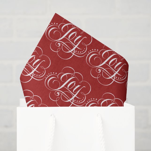 Joy - Chalk Calligraphy Lettering - Red Seidenpapier (Geschenktüte)
