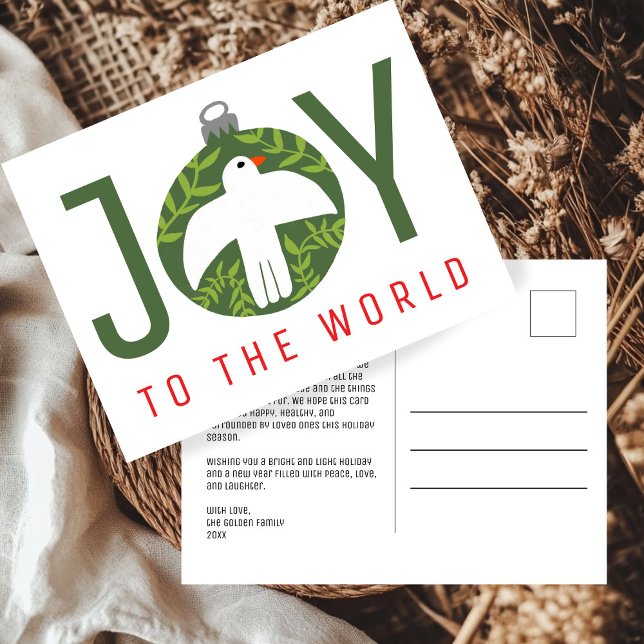 JOY Charming Dove Weihnachtsschmuck Xmas Feiertagspostkarte (JOY Charming Dove Christmas Ornament Xmas Holiday Non-Photo Postcard
)