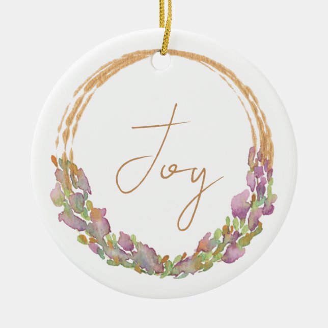 Joy Christlich Bible Verse Aquarell Weihnachten Keramik Ornament (Vorne)