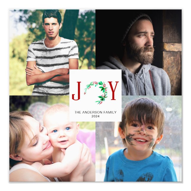 Joy Christmas 4 Photo Collage Photos de famille (Devant)