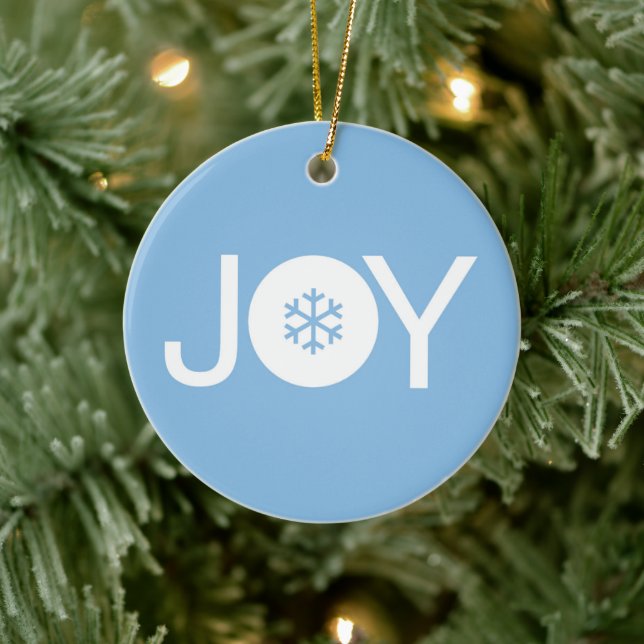 Joy Christmas Blue Keramik Ornament (Baum)