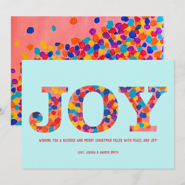 Joy Christmas Card - Confetti Mitteilungskarte (Vorne/Hinten)