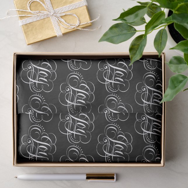 Joy - Christmas Chalk Calligraphy Lettering Black Seidenpapier (Geschenk)