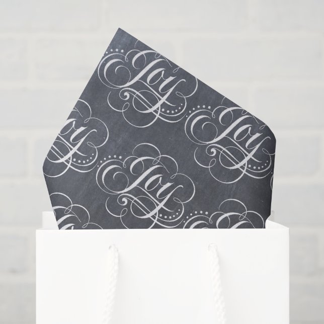 Joy - Christmas Chalkboard Calligraphy Letters Seidenpapier (Geschenktüte)