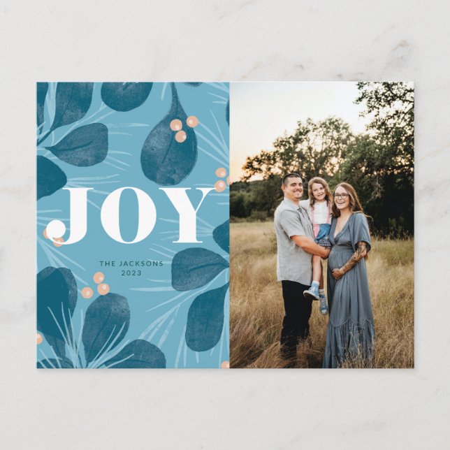 Joy Christmas Design Feiertagspostkarte (Vorderseite)