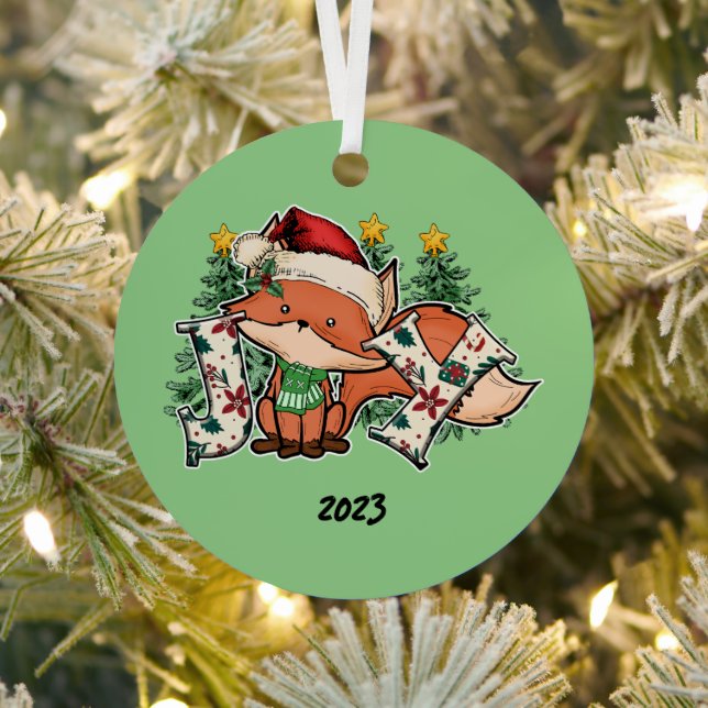 Joy Christmas Fox Ornament Aus Metall (InSitu)