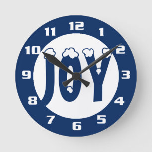JOY CHRISTMAS FUN UND NIEDLICHER BRILLIANT BLAU RUNDE WANDUHR