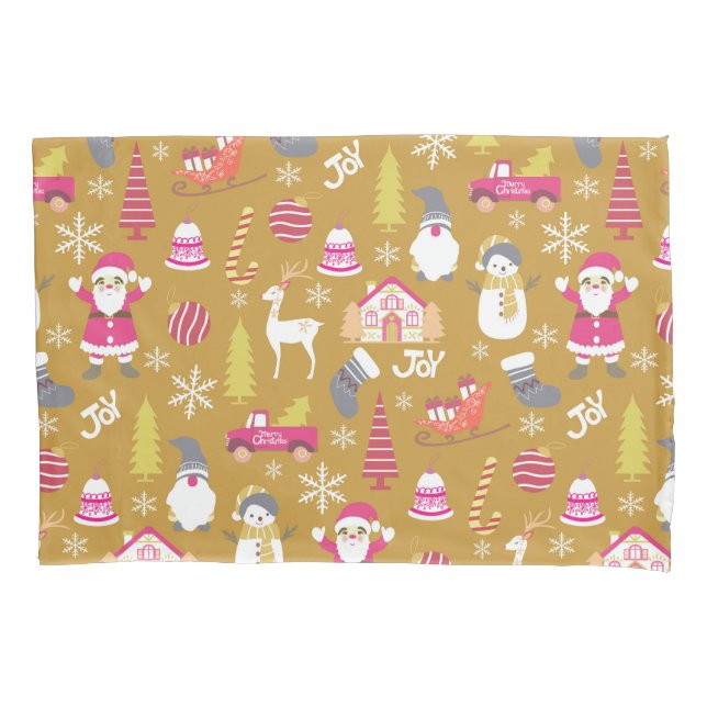 Joy Christmas Gold Kissenbezug (Vorderseite)