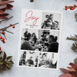 Joy Christmas | Moderne Gruß-Familie mit mehreren  Feiertagskarte<br><div class="desc">Feiern Sie die Saison mit dieser eleganten Weihnachtskarte "Joy" mit einem modernen Multi-Foto-Layout und fett formatierter Schrift. Diese individuelle Urlaubskarte wurde entworfen, um Ihre Lieblings-Erinnerungen zu unterstreichen. Es ist ein zeitloser Weg, Liebe, Glück und Weihnachtsgeist mit Freunden und Verwandten zu teilen. Als Druckkarte oder als digitaler Download für den Zuhause-Druck...</div>
