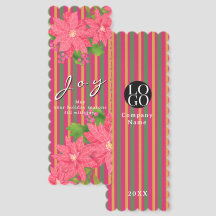 Joy Christmas Poinsettia Stripe Business Logo Gift