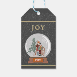 JOY Christmas Snow Globe mit Skier und Slednet Geschenkanhänger