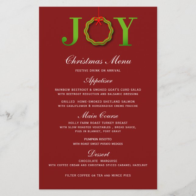 JOY CHRISTMAS WREATH | CHRISTMAS MENU (Vorderseite)