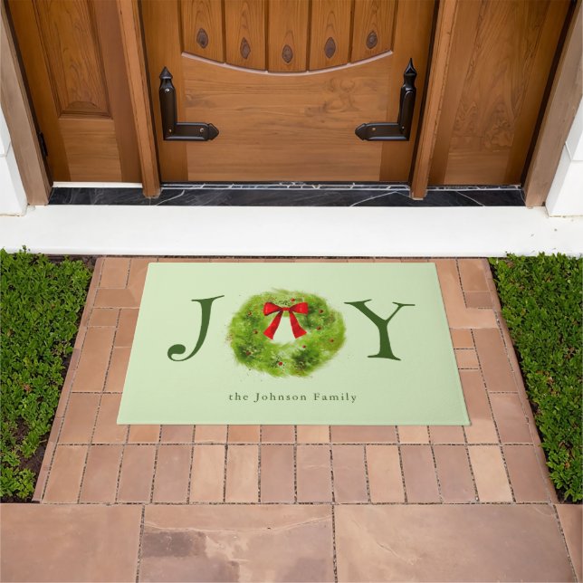 JOY Christmas Wreath Family Fußmatte (Außenbereich)