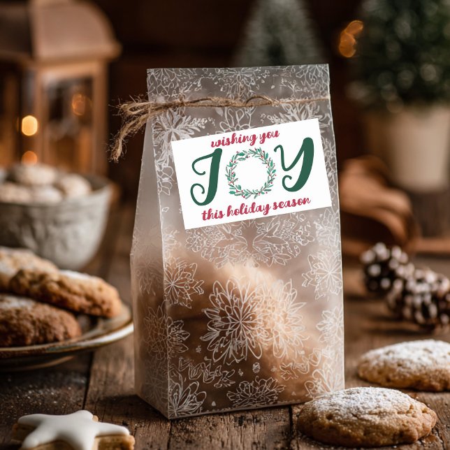 JOY Christmas Wreath HandGezeichnet CUSTOM Rechteckiger Aufkleber (JOY Christmas Wreath Hand-Drawn CUSTOM Rectangular Sticker
)