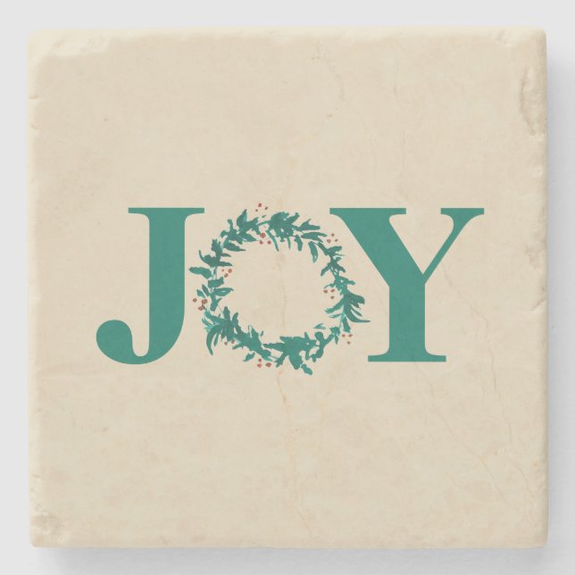 Joy Christmas Wreath mit Berries Steinuntersetzer (Vorderseite)