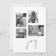 Joy Collage B/W Foto Flat Holiday Card