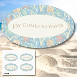 Joy Comes in Waves – Boho Beach Oval Sticker Set