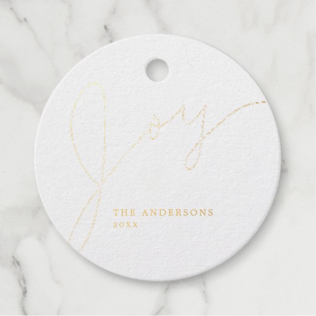 Joy Elegant Gold Script Weihnachten Geschenkanhänger (Vorderseite)