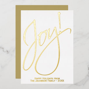 Joy Elegant Gold Script White Minimalistisch Chris Folien Feiertagskarte