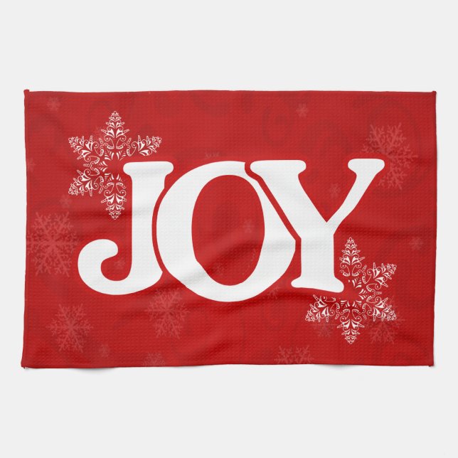 JOY Elegant Red Snowflake Muster Weihnachten Küchentuch (Horizontal)