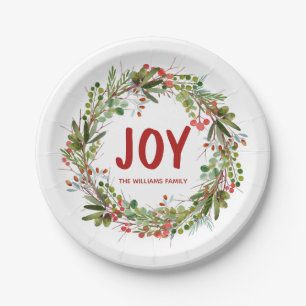 Joy-Elegant Wreath Personalisiert Pappteller