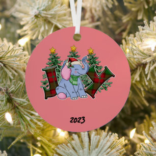 Joy Elephant Christmas Ornament Aus Metall