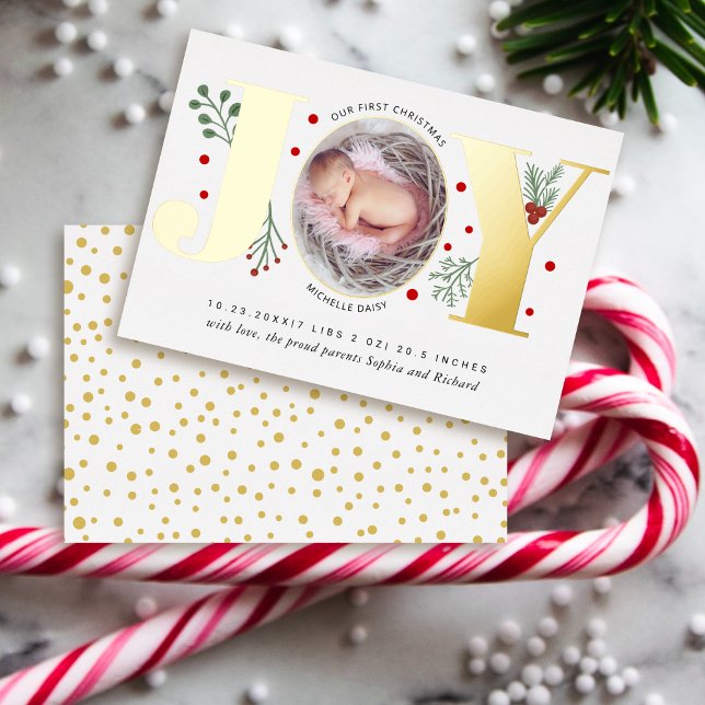 Joy Erste Weihnachtsgeburt Ankündigung Gold (Von Creator hochgeladen)