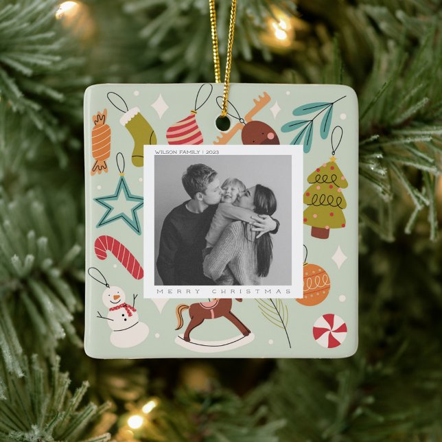 Joy Family Foto Weihnachten Weihnachten Weihnachte Keramikornament (Von Creator hochgeladen)