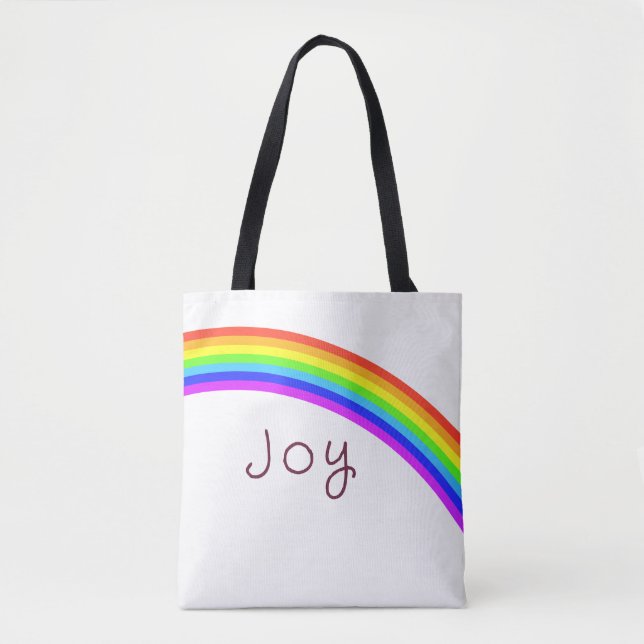 "Joy" Farbenfroher Regenbogen Tasche (Vorderseite)