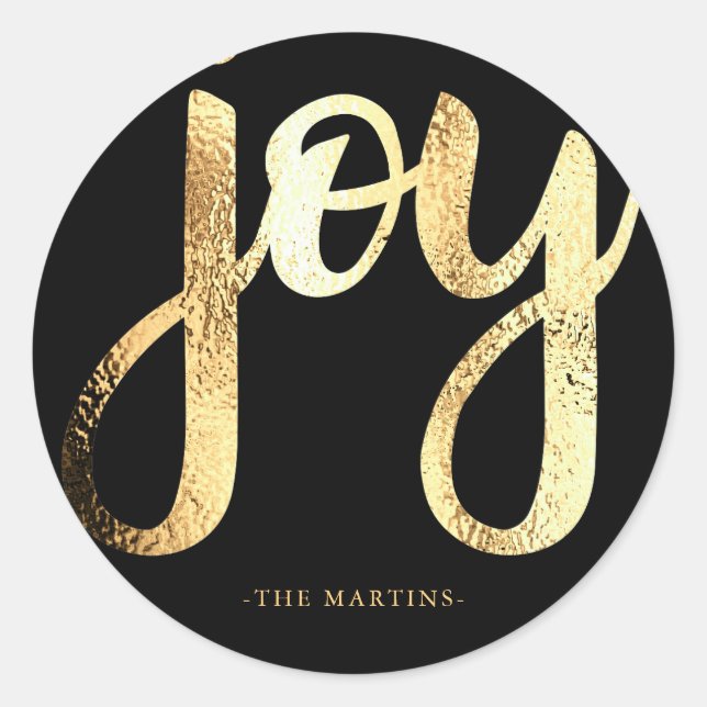 Joy Faux Gold Typographie Sticker de Noël (Devant)