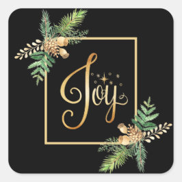 "JOY" Ferienhaus Pinien Weihnachtsfeiertag Quadratischer Aufkleber