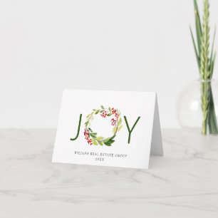 JOY Festive Holly Berry Wreath Weihnachtsgrüße Feiertagskarte