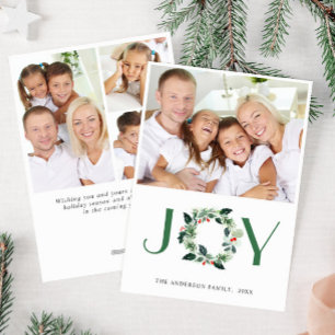 JOY Festive Holly Wreath Weihnachtsfeiertag FOTO G Feiertagskarte