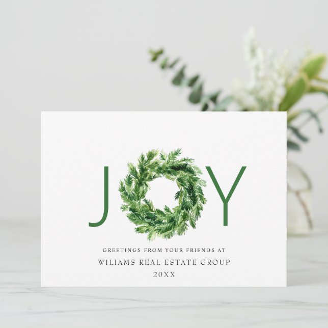 JOY Festive Pine Branch Wreath Weihnachten (Stehend Vorderseite)