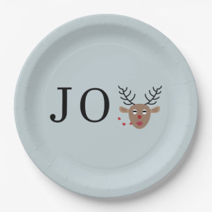 Joy Festive Rentier Weihnachts-Party Dusty Blue Pappteller