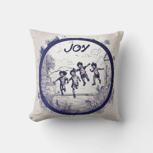 Joy Films Emblem Logo – Tinten-Kunst rund Rahmen m Kissen