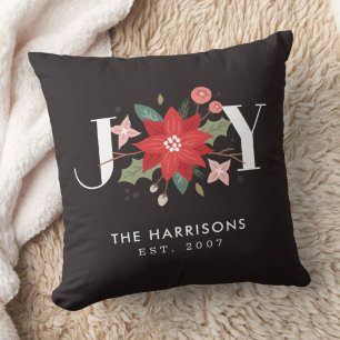 Joy Flourish Custom Floral Coussin - Noir