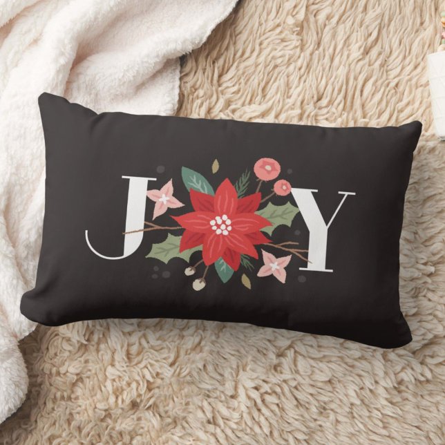 Joy Flourish Holiday Lumbar Coussin - Noir (Créateur téléchargé)
