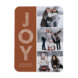 JOY Foliage Lettering Terracotta Foto Collage Magnet