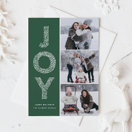 JOY Foliage Letters Green Foto Collage Feiertagskarte