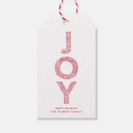 JOY Foliage Typografy Red Christmas Geschenkanhänger