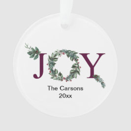 Joy for the holidays ornament frosted