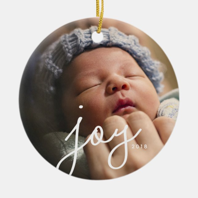 Joy Foto Custom Christmas Ornament (Vorne)