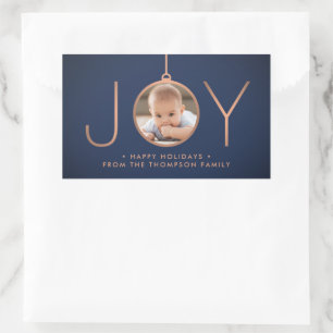 JOY Foto Navy Blue Copper Elegante Moderner Urlaub Rechteckiger Aufkleber