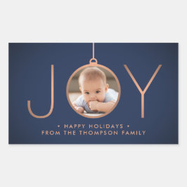 JOY Foto Navy Blue Copper Elegante Moderner Urlaub Rechteckiger Aufkleber