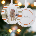 Joy Foto Weihnachten Personalisiert Ornament Karte<br><div class="desc">Joy,  Foto Template Weihnachtskarten-Ornament mit fett-modernem Muster - fügen Sie Ihr eigenes Foto und Text zu dieser einzigartigen Ornament-Karte aus Ricaso - mit einem trendigen Muster-Hintergrund in gedämpften Weiß- und Orangentönen und einem köstlichen Typografie-Text von JOY</div>