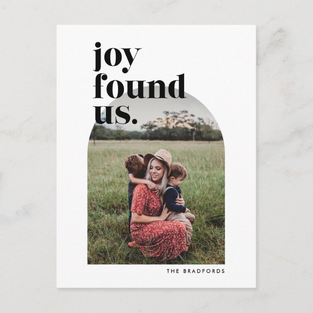 Joy Found US Arched Foto Holiday Postkarte (Vorderseite)