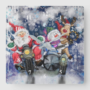 Joy - Frohe Weihnachten Quadratische Wanduhr
