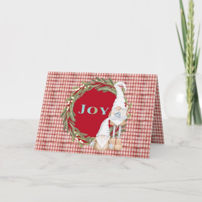 Joy Gnomes Holiday Weihnachten Karte (Vorderseite)